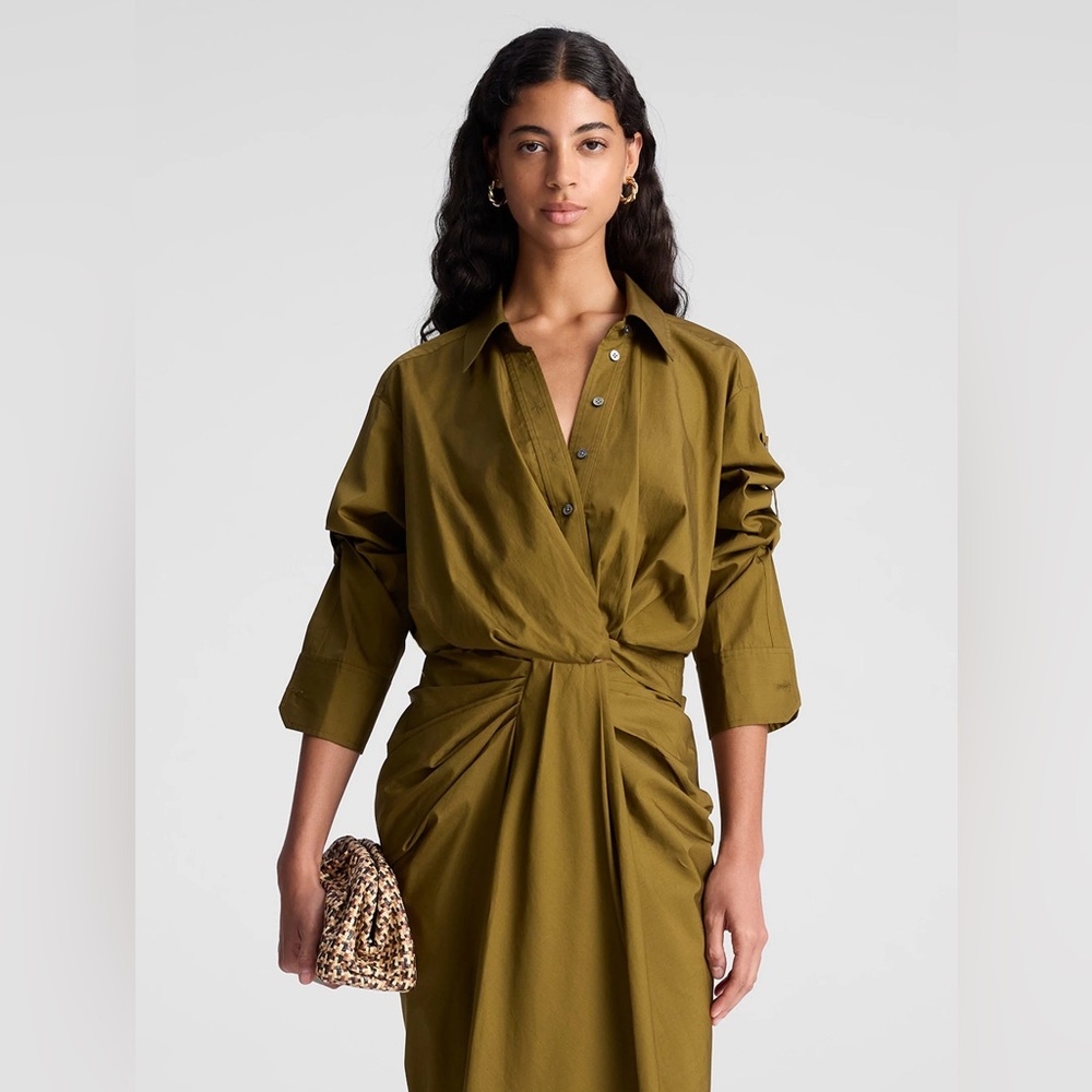 A.L.C. Leo Khaki Green Long Sleeve Blouse